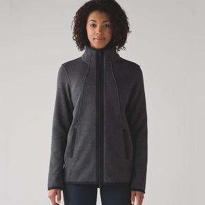 Lululemon Fleecing Cold Full Zip Jacket Gray Black Womens 12 XL